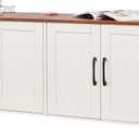 VEVOR Cat Litter Box Enclosure for Multi Cats, 47.2 in Hidden Litter Box Cabinet with 4 Doors & 2 Entries, Indoor Cat Washroom, Wooden Kitty House Furniture, Fit Most Litterboxes, Brown & White