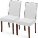 DUMOS Dining Chairs Set of 2, Modern PU Kitchen Table Chairs with Wooden Legs and Padded Seat for Dining Room/Kitchen/Living Room/Restaurant, Light Grey