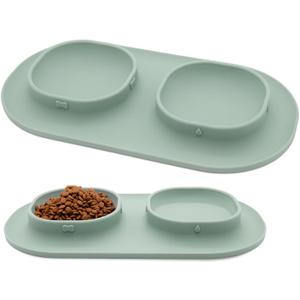Dog Food Bowls Pet Bowls & Dog Water Bowls with No-Spill and Non-Skid, Feeder Bowls with Dog Bowl Mat for Small Medium Large Size Dogs Cats Puppy Pets, Dog Dishes (Green)