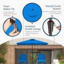 6.5' x 10' Rectangular Patio Umbrella Large Outdoor Market Umbrella w/UV Protection, Push Button Tilt and Crank Lift, Rectangle Table Umbrella for Garden, Deck, Pool, Patio, Royal Blue