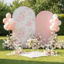 Tegeme 2 Set Pink Floral Arch Cover 7.2ft 6.6ft Party Stretchy Backdrop Cover for Wedding Birthday Tea Party Bridal Showers, Baby Showers Ceremony Banquet Decor