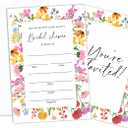 Bridal Shower Invitations, Wildflower Wedding Shower Invitation, 25 Invites With Envelopes For Newlyweds, Mr And Mrs, Engagement, Wedding Party Supplies Favor Decorations -A04