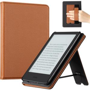 CoBak Case for 6" E-Reader - PU Leather Smart Cover with Auto Sleep/Wake & Hand Strap, not Compatible with Kobo Clara,Lychee Brown