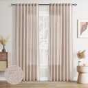 Joywell Oatmeal Back Tab Rod Pocket Linen Curtains 84 Inches Long 2 Panels for Living Room Bedroom Neutral Boho Farmhouse Rustic Light Filtering Semi Sheer Curtains Window Treatment 52"x84"