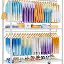 ULIFHOME P8 Max Heavy Duty Clothes RackWith Extended Width Design Rolling Clothing Racks for Hanging ClothesPortable Garment Rack with Lockable Wheels51.2" W x 15.8" D x 80.5" HLoad 700LBSWhite