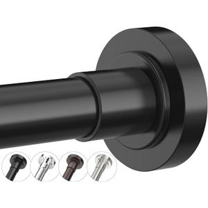 Shower Curtain Rod Adjustable 29-62 Inches, Spring Tension Shower Rod Stainless Steel 1 Inch Diameter Telescoping Curtain Rod for Bathroom, Windows Wardrobe, Non Slip, No Drilling, No Rust, Black