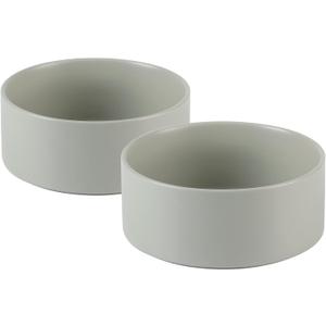 Havniva Ceramic Set of 2 Dog and Cat Bowls, Food and Water Bowls for Toy Breed Dogs, Kitty, Cats, 2pcs Dog & Cat Dishes, Cat Feeder(5.1inch, 2 Bowls, Grey)