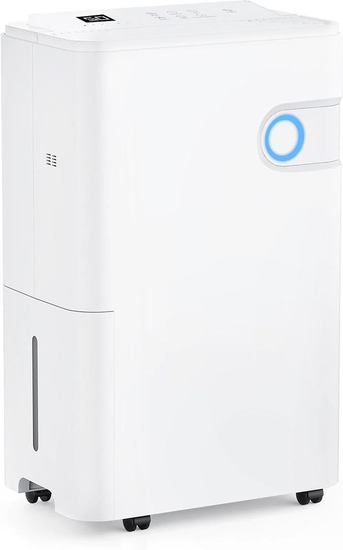 55Pints Dehumidifier with Drain Hose, 5,500 Sq.Ft Dehumidifier for Basement, 5L/1.32 Gallon Tank, Energy Star Cert. 42dB, Humidity Display Ring, Humidity Remover for Home, Bedroom & Bathroom