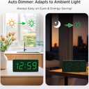 Peakeep Battery Operated Digital Alarm Clock for Bedrooms - Cordless Large Big Numbers 4 Dimmers, Auto Dimming for Seniors, Adjustable Volume Loud Alarm Clock for Heavy Sleepers Adults (Green Digits)