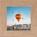 3x3 Picture Frame for Tabletop, 3 x 3 Square Photo Frame with Shatter Resistant Plexiglass, Sturdy 3 by 3 Poster Frame, Rustic Brown