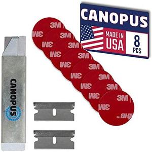 CANOPUS Circle Double Sided Adhesive Pads, Mounting Foam Tape, Made in USA, 5952 Roll, 8-PCs 1 in Diameter Circle Pack, with orange Box Cutter (1PC) and Razor Replacement (2PCs)