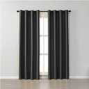 Extra Wide Short Curtains, Grommet Black Curtains 2 Pack Cotton Solid Color Curtains 45 Inch Length 2 Panels Set 42x45 inch