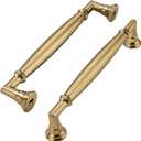 Brushed Brass Cabinet Pulls Heavy Duty Solid Warm Brass Cabinet Handles Kitchen Brushed Gold Cabinet Hardware for Cupboard Drawer Handles 2 Pack 5 Inch