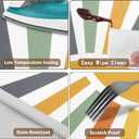 Boho Sun Round Fitted Tablecloth with Elastic Colorful Rainbow Stripe Circle Table Cloth for 40-44" Tables Summer Sunshine Retro Bohemian Wipeable Waterproof Table Cover for Farmhouse Picnic Party