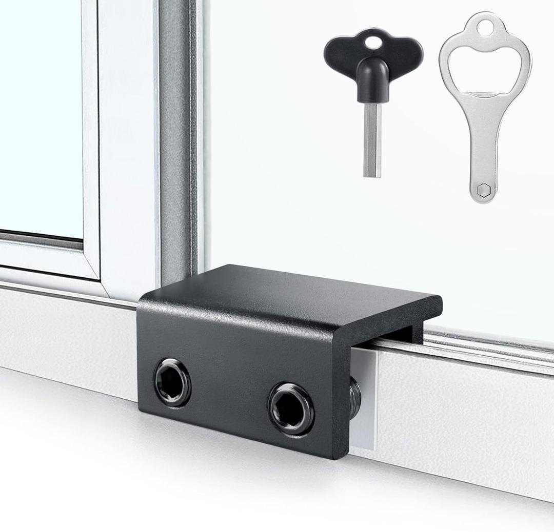 ZRFCXE Window Locks,4 Pack Sliding Window Locks with Key for Vertical & Horizontal Sliding Windows Doors,Easv to Install,Adjustable Security Window Lock for Patio Bedroom Home and Office (Black)