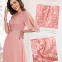 Wedtrend Women's Sequin Dresses Sparkly Glitter Dress Split Sleeves Formal Dresses Maxi Evening Dress (Pink, L)