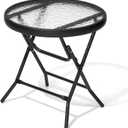 Outdoor Side Table - Small Patio End Table All Weather, Patio Furniture Sets and Outside Furniture for Pool, Balcony, Deck, Porch, Black