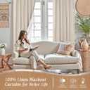 LAMIT Linen 100% Blackout Window Curtains for Bedroom, 45 Inches Linen Textured Thermal Farmhouse Curtains Back Tab and Rod Pocket Window Panels with White Liner, 2 Panels, 38 x 45 Inch, Oatmeal