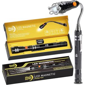 Magnetic Pickup Tool, Gifts for Men, Telescoping Magnet Flashlight, Gifts Idea & Valentines Day Gifts for Him, Men, Her, Teen Boys, Mechanic, Boyfriend, Dad, Husband, Father, Black