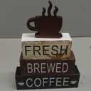 Geelin 4 Pcs Coffee Bar Decor Wood Blocks Mini Coffee Bar Wooden Signs Book Stacks Accessories Rustic Table Sign Farmhouse Tiered Tray Decor for Home Table