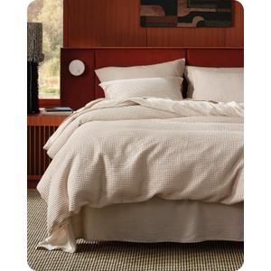 Bedsure Cotton Duvet Cover Queen Size - 100% Cotton Waffle Weave Beige Duvet Cover Queen Size, PureWoven Breathable Bedding Set for All Season, 3 Pieces, 90"x90"