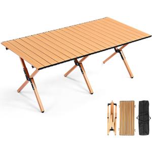 Novabright Folding Picnic Table 59'' x 20.5'' 
for Camping, Picnic, Beach, Patio, Kitchen (Wood Color)