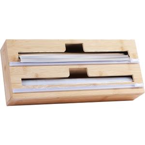2 in 1 Plastic Wrap Dispenser with CutterBamboo Foil and Plastic Wrap Organizer,Aluminum Foil and Wax Dispenser for Kitchen Drawer Storage Organization