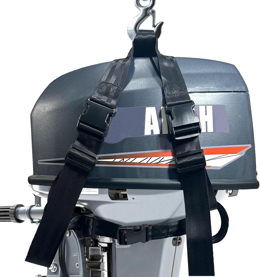 Outboard Motor Hoist Harness, for 2 HP to 30 HP Outboard Engine, High Strength Lift Straps, Universal Outboard Motor Tote Suitable for Most Outboard Engine Models