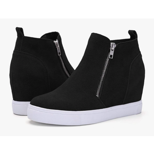 Athlefit Women's Wedge Sneakers Hidden Heel Platform Wedge Booties Hidden Wedgie Sneakers, 8