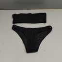 Sexy Swimsuit for Women Bandeau Strapless Wrap Pad High Waist Bikini Set Solid Color 2 Pieces Bathing Suit Swimsuit (Large, Black)