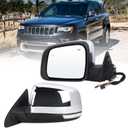 Lqito Left Driver Side Mirror Fits 2014-2021 Jeep Grand Cherokee 2022 Grand Cherokee WK With Manual Folding Power Glass Heated Turn Signal Mirror Memory Blind Spot Chrome Replace#68236933AB(13Pins)