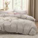 Bedsure Duvet Cover Twin/Twin XL Size - 2 Pieces Prewashed Cotton-Like Extra Soft Bedding Set, Includes 1 Twin Duvet Cover 68x90 Inches with Zipper Closure & 1 Pillow Sham, Linen, No Comforter