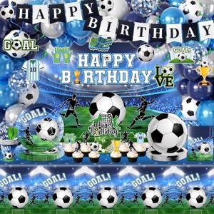 Soccer Birthday Party Decorations, Soccer Party Decorations includes Plates Napkins Backdrop Balloons Arch Tablecloth Cake Topper Soccer Party Supplies for Sports Theme Birthday Decoration