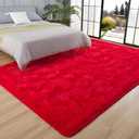 AROGAN Fluffy Rugs for Bedroom Living Room, Shag Area Rugs for Nursery Kids Girls Room, Plush Fur Rug for Playroom Dorm 3x5 Feet, Red