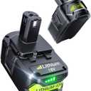 2 Packs 8.0Ah High Capacity Replacement for Ryobi 18v Battery, Compatible with Ryobi 18-Volts ONE+ System Cordless Power Tools and Charger