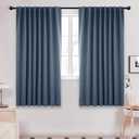 Deconovo Blackout Curtains, Thermal Insulated, W42 x L45 2 Panels, Back Tab, Machine Washable, Room-Darkening Drapes for Bedroom/Living Room Stone Blue
