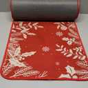 Christmas Snowflakes Heat Table Runner Long, Winter Xmas Pine Leaf Red on Linen Table Countertop Protector Waterproof Non-Slip Decorative Heat Proof Place Mat for Kitchen Dining Room 40"x12" (Bright Red Beige)