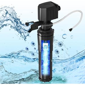 hygger Aquarium Filter with U-V Light for 40-80 Gallon Tank, Multi-Use Submersible Fish Tank Filter for Filtration/Algae Clean/Oxygenation/Waveker/Circulation