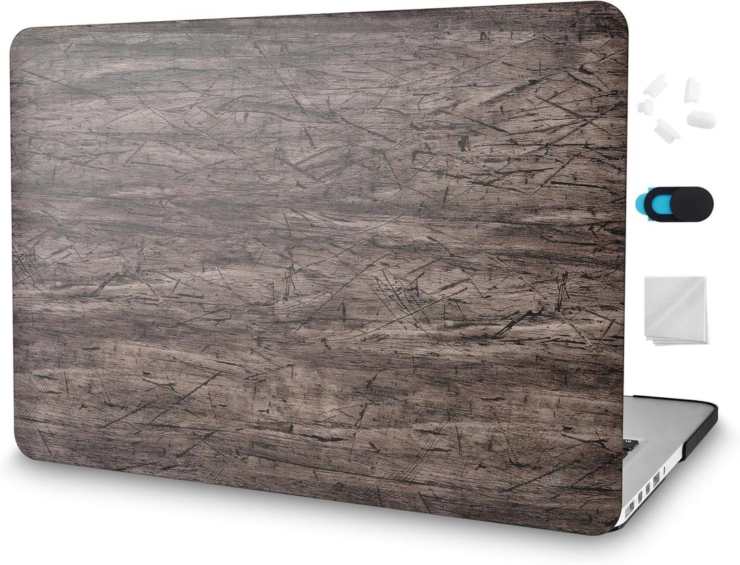KECC Compatible with MacBook Air 13 inch Case 2010-2017 Release (Old Version) A1466 A1369 Italian Leather Hard Shell for MacBook Air 13.3 inch, Brown Wood Leather