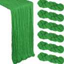 6 Pack Green Cheesecloth Table Runner 10Ft Spring Gauze Cheese Cloth Table Runner 35x120 Inch Boho Sheer Rustic Fabric for Party Decor Baby Shower Wedding Holiday Decorations