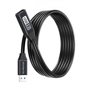 BlueRigger USB Extension Cable (16FT/5M, Long Active USB2.0 Extender, Male to Female Repeater, Data Transfer Cord)- for Game Consoles, Printer, Camera, Keyboard, Hard Drives (15FT)