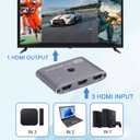 HDMI Switch 4K@60Hz, 3 Port HDMI Switch 3 in 1 Out with IR Remote Control, Support 4K, 3D, 1080P, HDMI 2.0, HDCP 2.2, Ultra HD for HDTV, PS4/5, Game Consoles etc