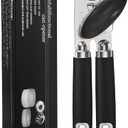 Safring Can Opener Manual, Heavy Duty Stainless Steel Smooth Edge Can Openers With Soft Touch Handle, Oversized Handheld Easy Turn Knob, Multi-Function Bottle Opener, Black, Pack Of 3