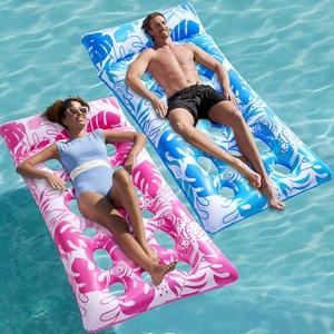 SLOOSH 2-Pack Inflatable Pool Floats Mat - XL Pool Floaties Adults Size with Headrest, Sun Tanning Raft Lake Beach Swimming Pool Party Toys Floating Lounge Above Water Keep Cool (Blue/ Pink)