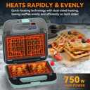 Baker’s Friend 3 in 1 Mini Waffle Maker with Removable Plates, Mini Pancake Maker, Grilled Cheese Maker, Breakfast Sandwich Maker Press, Indoor Grill, Belgian Waffle Maker, Aqua