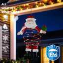 Solar Santa Claus Hanging Decoration, Metal Spiral Christmas Ornament for Indoor Outdoor Garden, Holiday Santa Sculpture Gift for Mom, Women, Friends