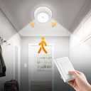 SURAIELEC Battery Ceiling Light with Wall Switch, Motion Sensor Light Indoor, Wireless Wall Switch Remote, 6500K, 300LM, Battery Powered Ceiling Light for Closet, Pantry, Laundry, and Shed, 1-Pack