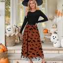 Women Pumpkin Skirt Elastic Waist Layered Mesh Midi Skirt Party Costume (M)