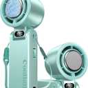 Handheld Portable Fan with Ice Cooler: 199-Speed 5500mAh Rechargeable Handheld Fan, 12H Time Hand Cooling Personal Fans with 20000 RPM Air Turbo Tech for Travel Outdoor (Green)