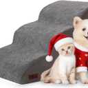 3-Step Dog Ramp and Stairs for Sofa and Chair - Non-Slip Sturdy Pet Steps for Small Dogs and Cats,15.7" H,Grey